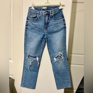 Good American Light Blue Distressed Straight-Leg Jeans